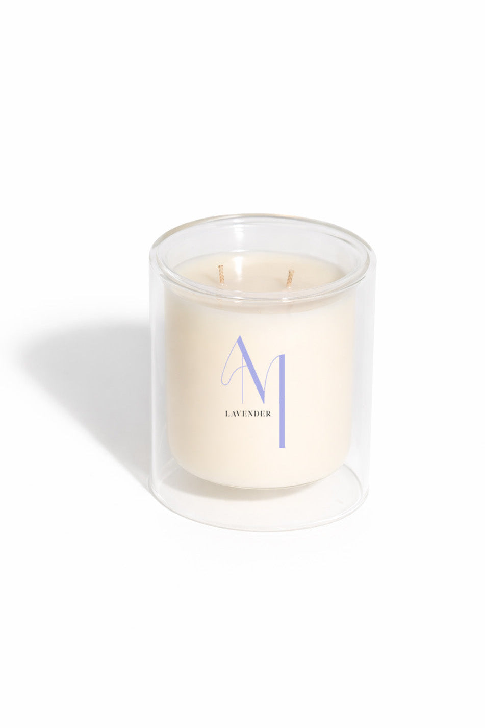 Clear double walled lavender scented candle